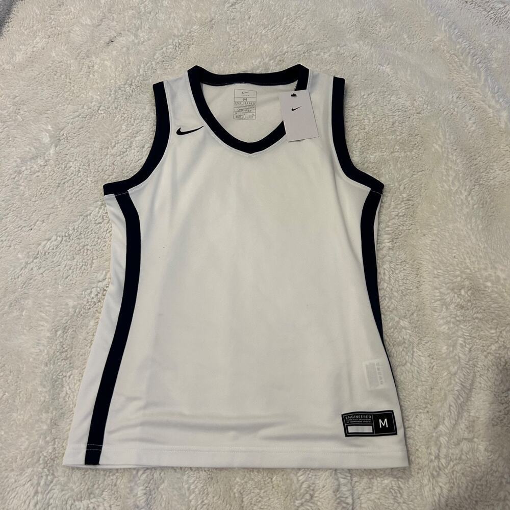 Nike NWT Womens White/Navy Sleeveless Basketball Shirt Size Medium